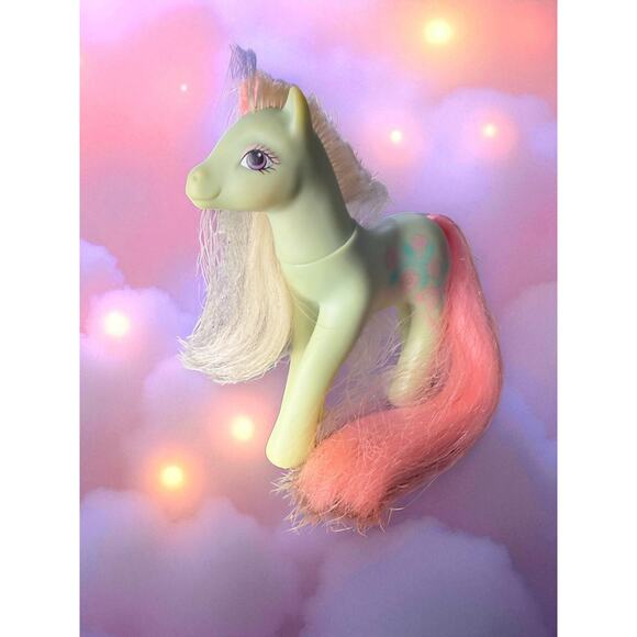 1988 My Little Pony G1 Sweetheart Sisters Fancy Flower Yellow Green Pink Hair - Picture 1 of 5